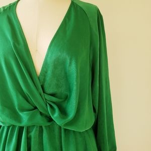 Zara Green Plunge Ruffle Dress